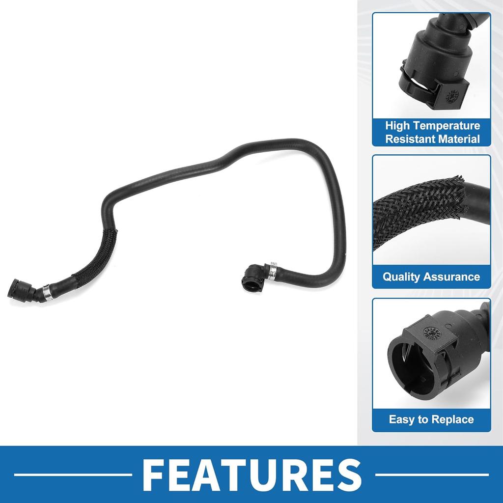 Radiator Hose No.17128602600 Engine Expansion Tank Overflow Pipe for BMW 530e 2018-2020 530i xDrive 2.0L 2017-2019 Rubber Black