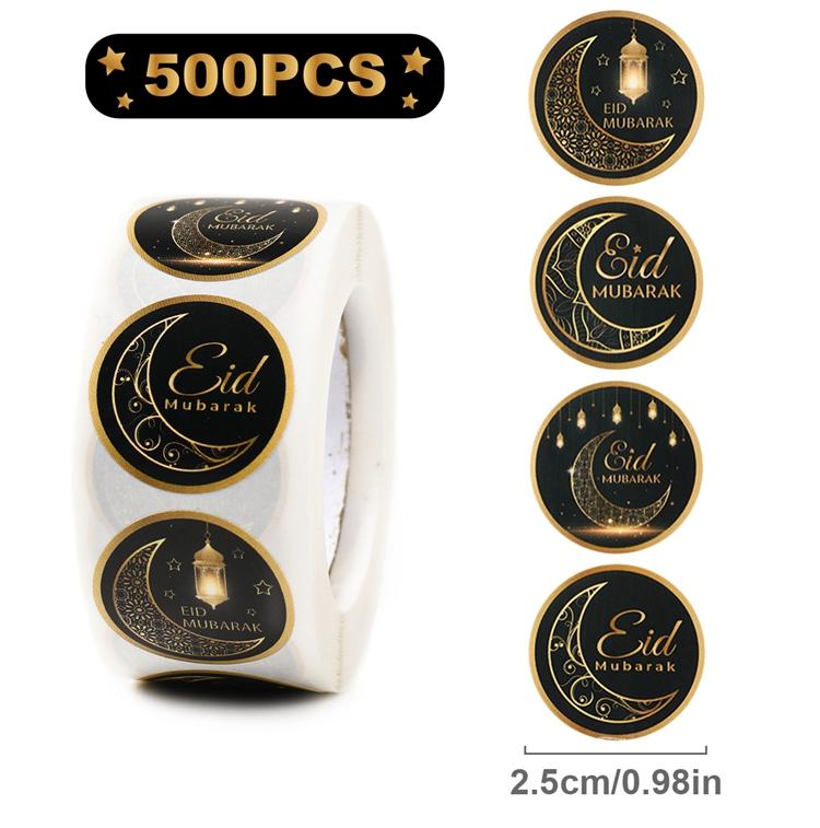 EID Mubarak Roll Stickers Ramadan Kareem Gifts Packaging Seal Stickers Islam Muslim Ramadan Decor for Home 2025 EID Gift Labels