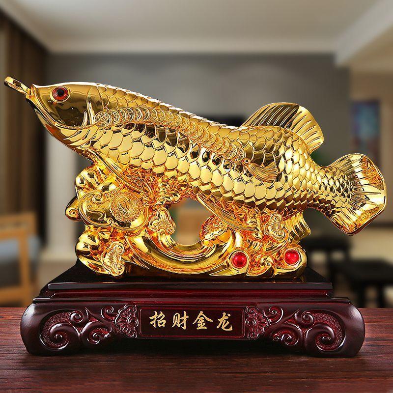 Resin Lucky Dragon Fish Decoration Statue - Sculpture Crafts  High Quality Home Living Room Office Decoration Animal Statue