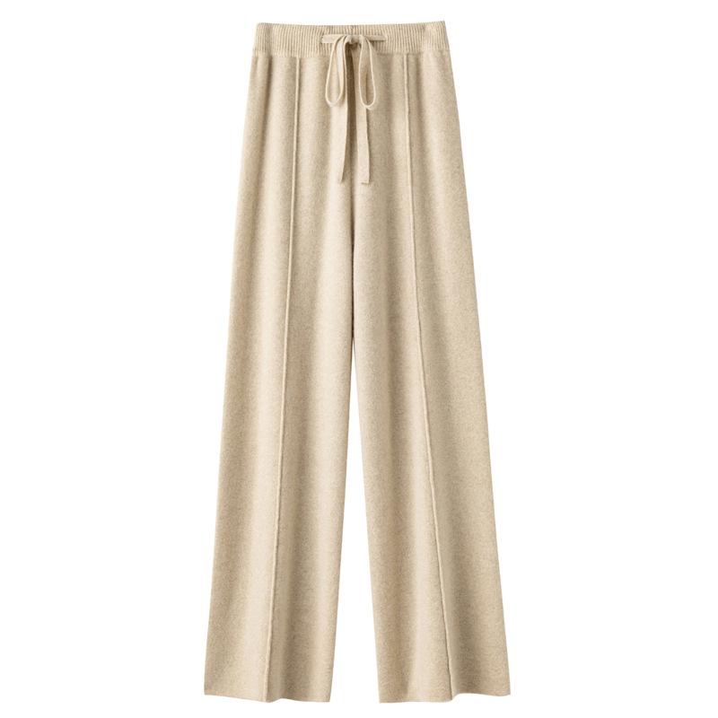 Pantaloni larghi in lana da donna, a vita alta, pantaloni casual spessi snellenti autunnali e invernali