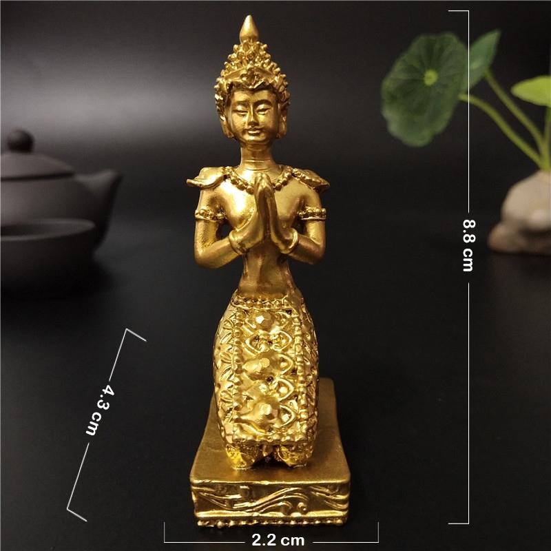 Złota Statua Buddy z Tajlandii Dekoracja Domu Hinduistyczna Feng Shui Medytacja Modlący się Rzeźba Buddy Ozdoby Statuetki