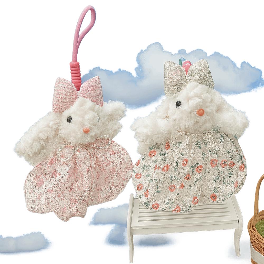 Princess Pearl Dress Bow Plush Rabbit Keychain Cartoon Rabbit Doll Keyring  As Kids Gift
