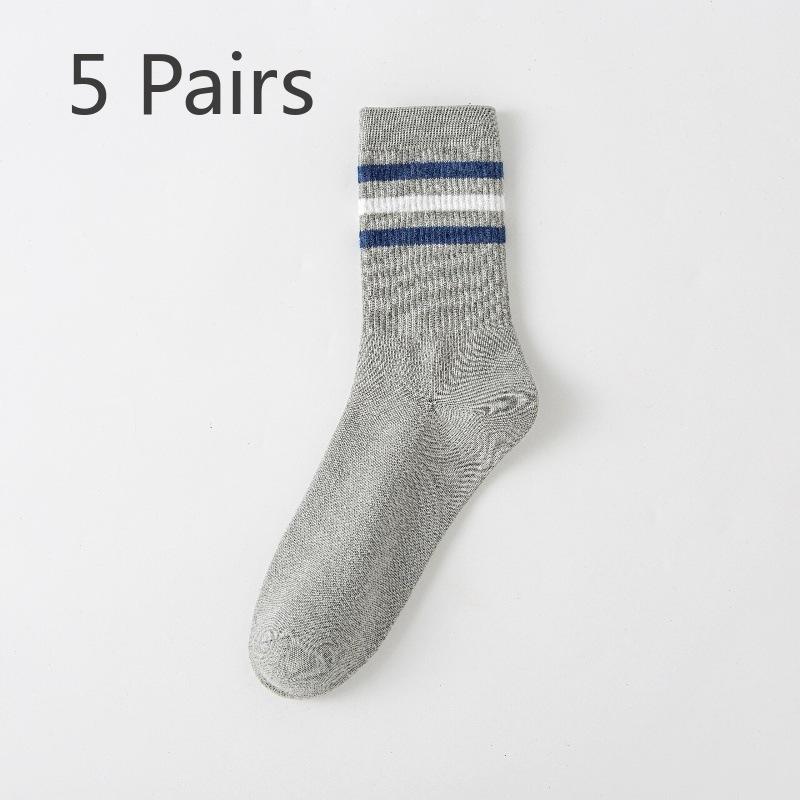5 Pairs of Men's Spring and Summer Thin Boneless Casual Cotton College Style Sports Short Socks
