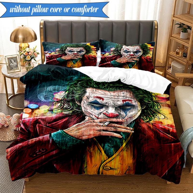 Abstract clown Pattern 3pcs K-pop music group Bedding set,Ideal for Bedroom, Dormitory,Including Duvet Cover And 2pcs Pillowcases,Fan gifts