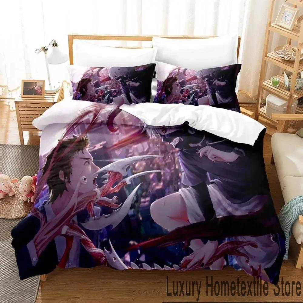 Stylish Breathable King Queen 3D Print Anime Parasyte Bed Size Boys Adult Quilt Comforter