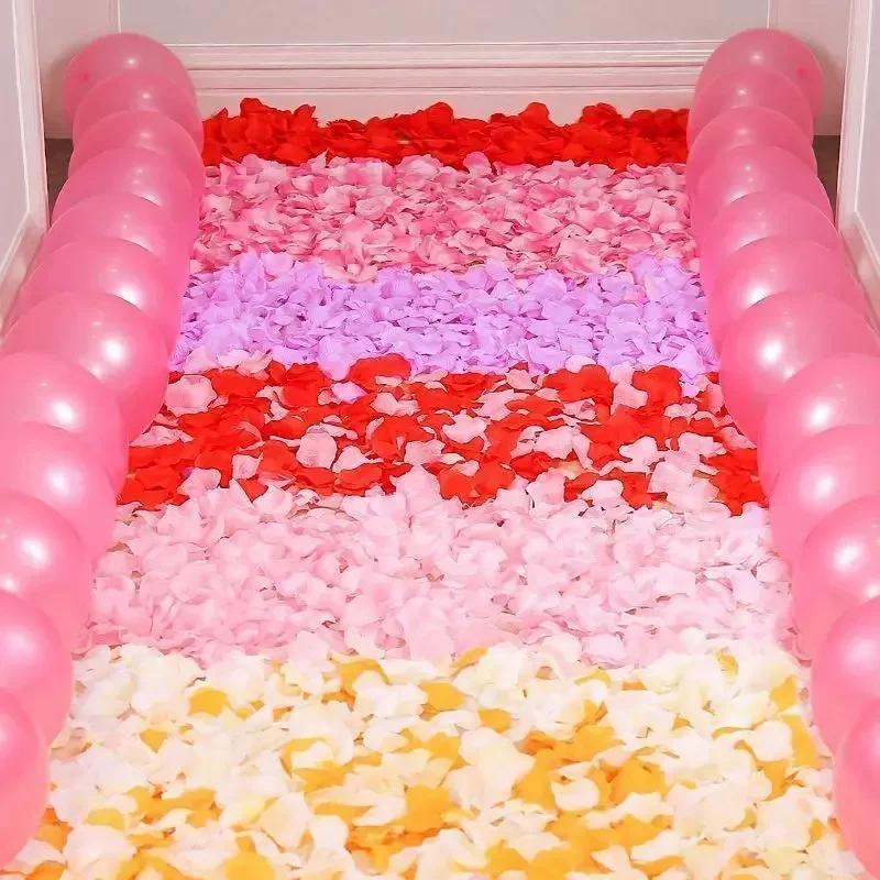 Colorful Artificial Fake Rose Petals Red Black Simulation Silk Flowers Petal Wedding Valentines Day Romantic Party Decoration