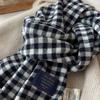 Pure Wool Blue Plaid Scarf Winter Thickened Warm Couple Scarf