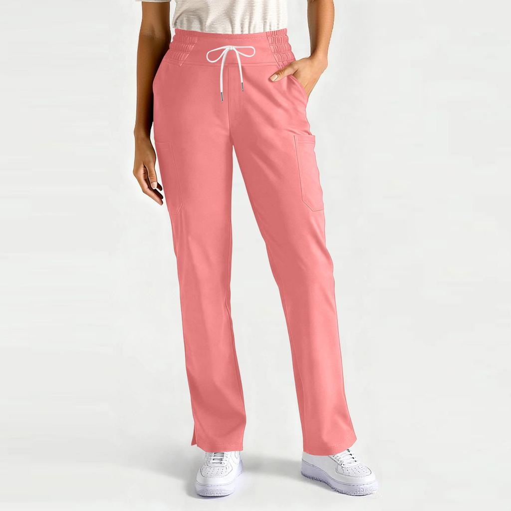 Women's Casual Lightweight  Color Work Pants/caregiver Pants With Side Pockets