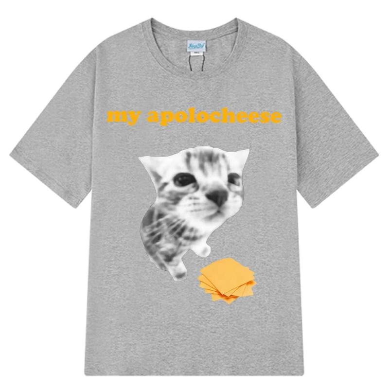 My Apolocheese Funny Cat Meme T Shirt Men's Women's Harajuku T-Shirts Summer Pure Cotton Fashion Casual Tee Shirts Streetwear