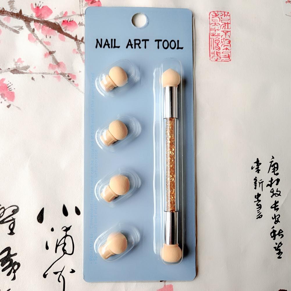 Portable Washable Double-Head Sponge Stained Pen Nail Art Painting Point Painting Tool