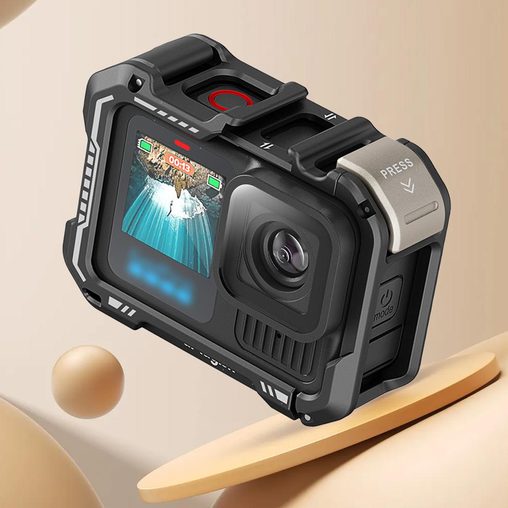 Metal Case Aluminum Cage for Max Lens Mod Video Light Quick Release Vertical Mount Kit Housing Cage for GoPro Hero 13/12/11/10/9