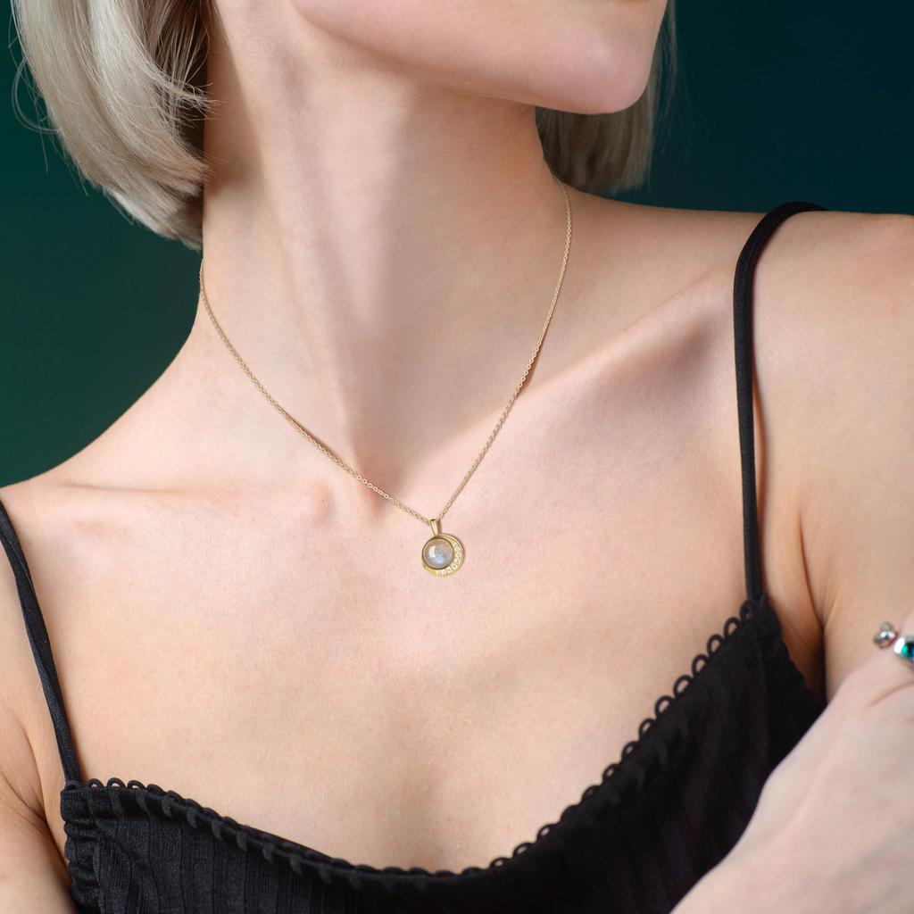 14K Gold Plated Labradorite Moon Power Stone Necklace for Women [Coai]