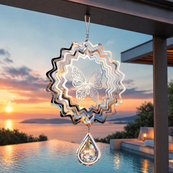 Yousheng Stainless Steel Reflective Wind Spinners, Outdoor Garden Decor, Sparkly Wind Spinner, Bird Deterrent to Scare Birds Away from Yard
