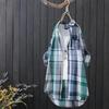 Plus Size Women's Shirts Lapel Square Plaid Tops Long Sleeve Korean Style of Casual Fashion Single-breasted Sunscreen Coat
