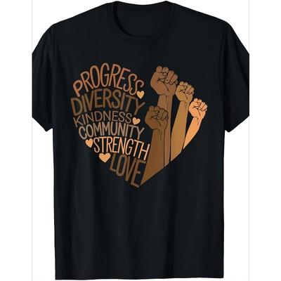Europäische Größen Melanin Afrikanische Geschichte Fäuste Vielfalt Gerechtigkeit T-Shirt Gleicher Stil für Männer Sommer Kurzarm Bedrucktes T-Shirt