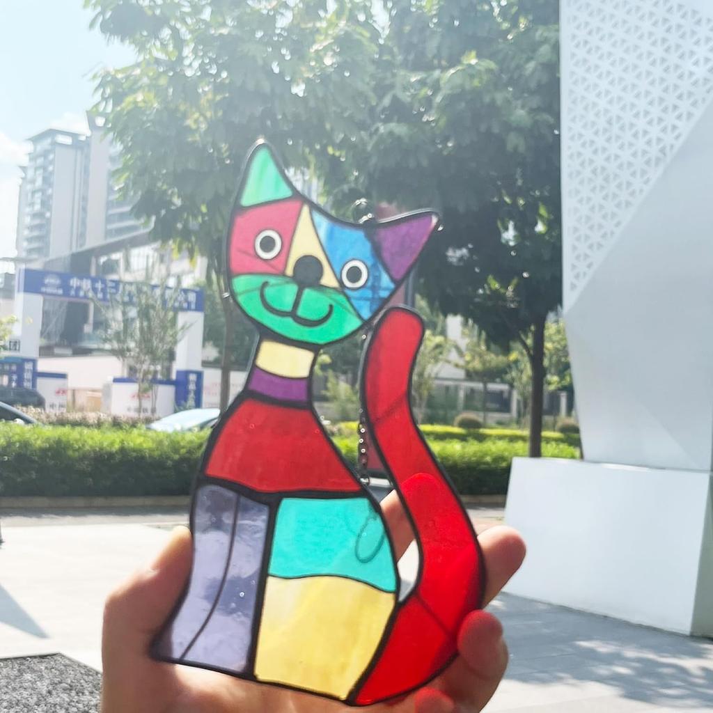 Tuxedo cat Stained glass cat charms Mourning cat souvenirs Cat themed gifts Angel Cat Memorial Gift Rainbow Bridge Pet Memorial Gift Furry Animal