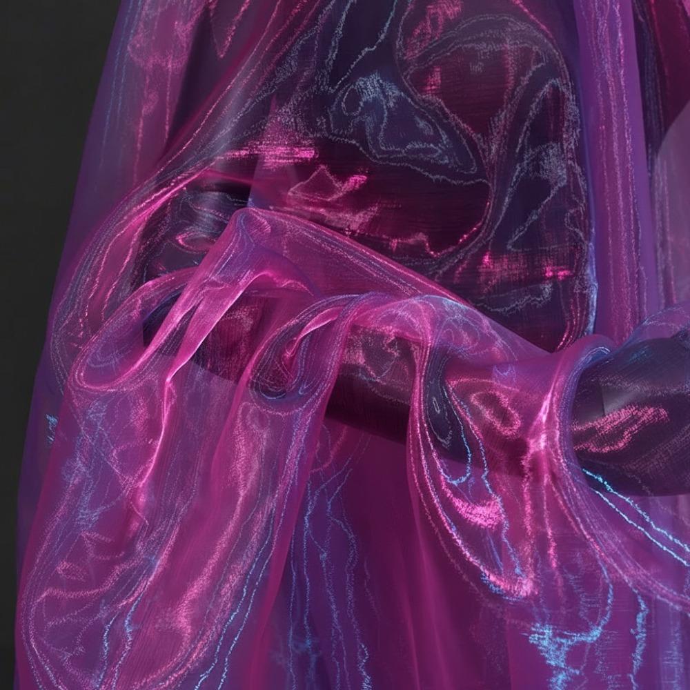 100x150cm Dwukolorowa Tkanina Gradientowa Kolorowa Lekka Tkanina Szyfonowa Przezroczysta Cienka Siatka Organzowa Dekoracyjny Brzeg