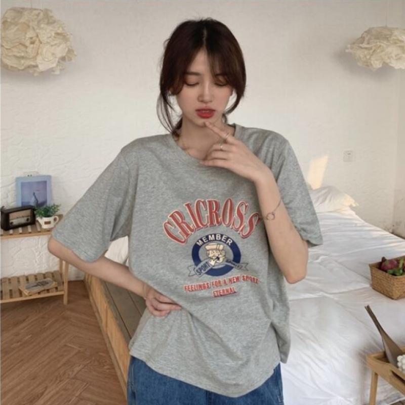 New Arrivals Open Run Women Casual PrinT Round Neck ShorT Sleeve T shirT
