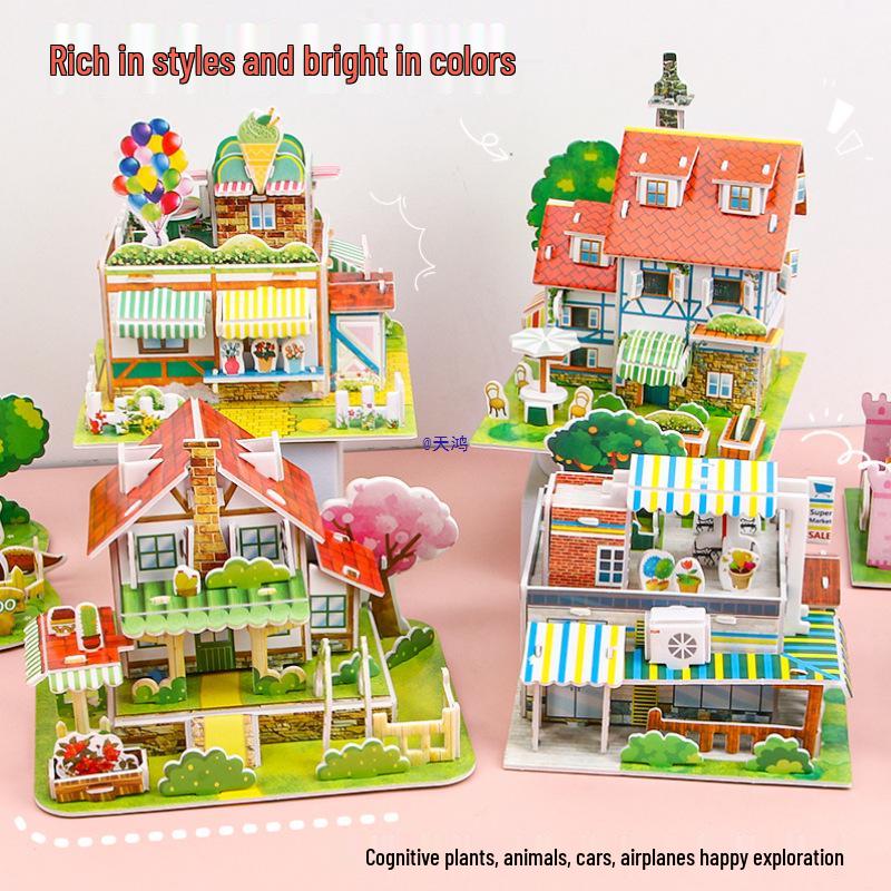 3D Cartoon Paper Jigsaw Puzzle - Architectural Model for Kids' Prizes & Kindergarten Toys