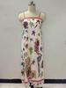 2026 Sexy European-American Style Graffiti Print Spaghetti Strap Wide Hem Dress