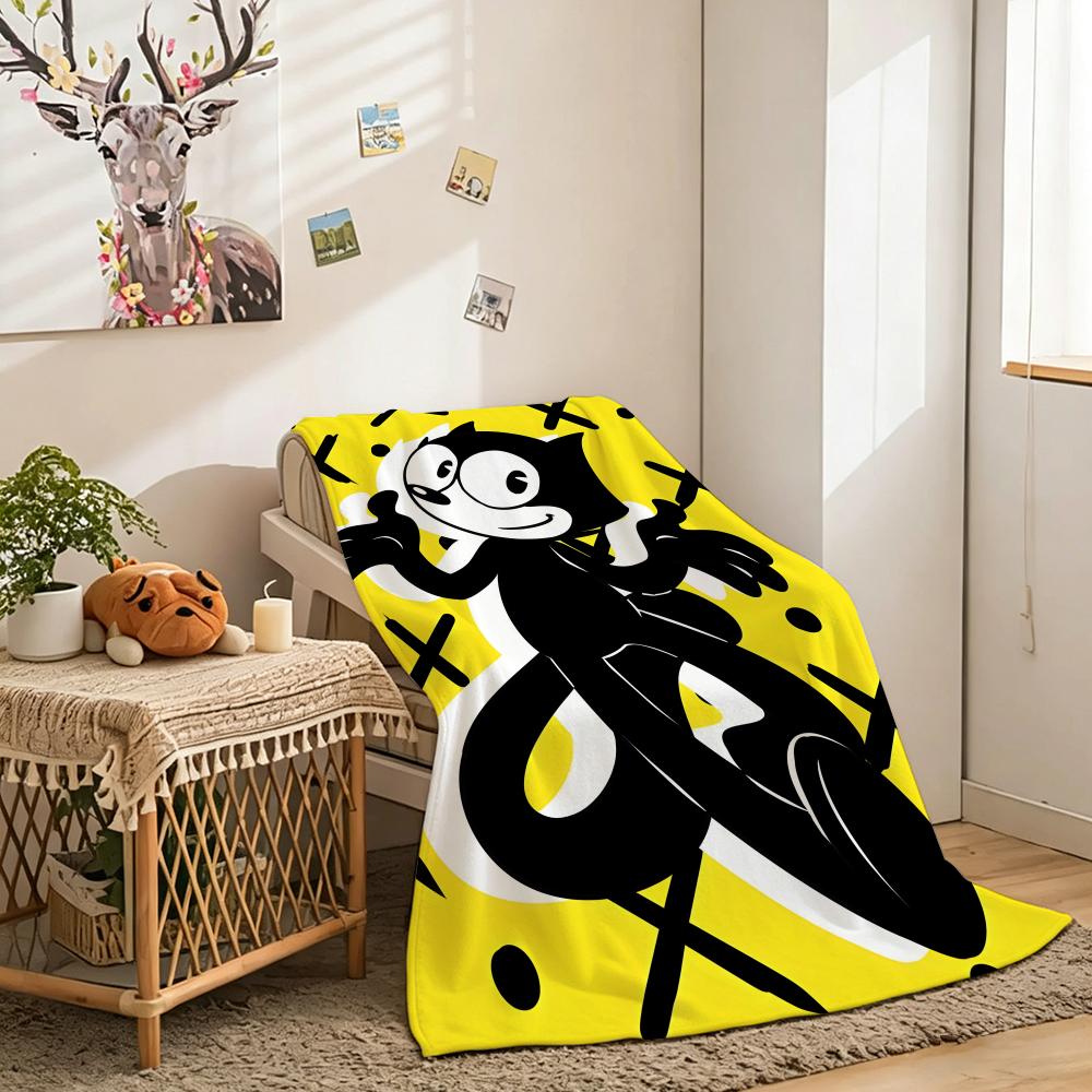 F-Felixs The Cat Throw Lightweight 240G Flannel Blanket Soft Skin-Friendly For Summer Cooling