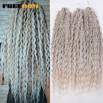 FREEDOM Cheveux Synthétiques Bouclés 24 Pouces Vague d'Eau Twist Tressage Crochet Cheveux Extension Ombre Rose Gingembre Vague Profonde Tressage Cheveux Extension