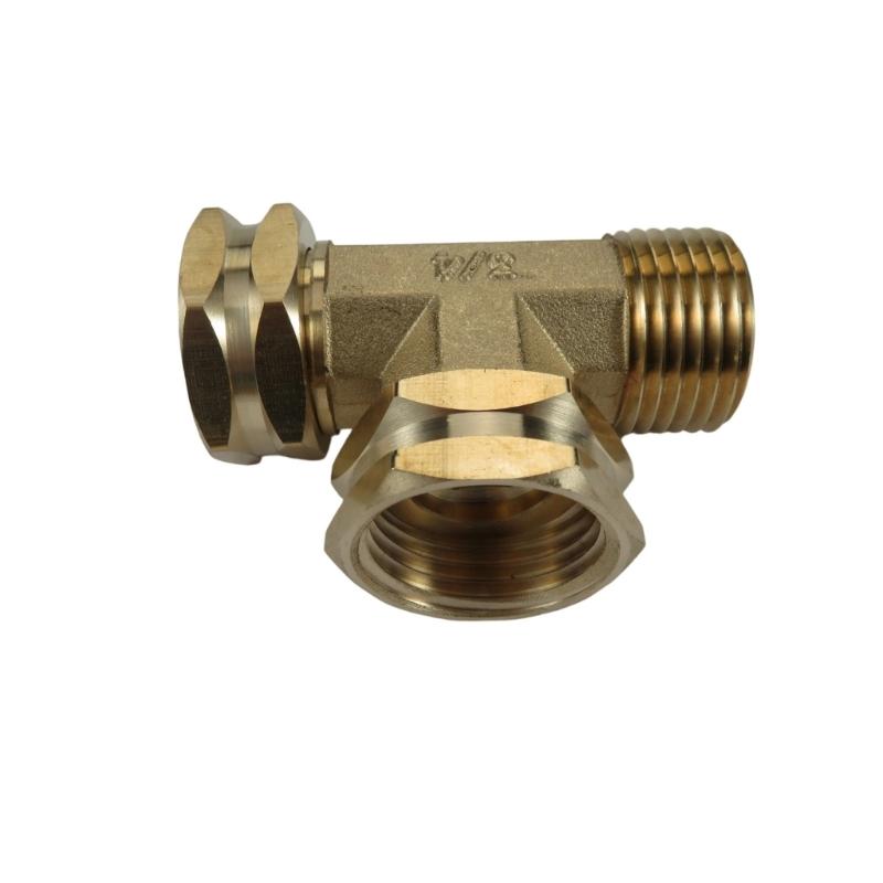 Corrosion Resistant T Type Hose Adapter 3/4Inch GHT Thread Brass Plumbing Joint Swivel Pipe Fitting Tees Easy to Install
