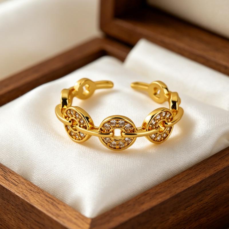 Elegantný otvorený prsteň so zirkónmi pre ženy - Štýlový, ľahký dizajn na každodenné nosenie