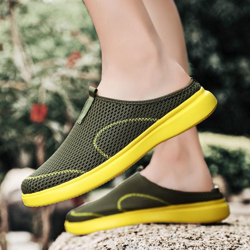 Half slippers summer large size mesh lazy without heel baotou beach cool slippers