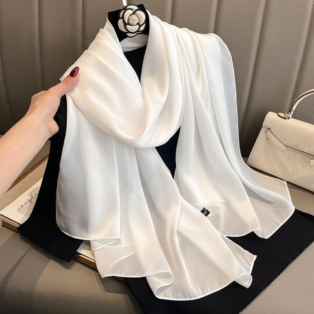 Solid Color Outdoor Sunscreen Hijab Thin Female Shawls and Wraps Fashion Long Scarf