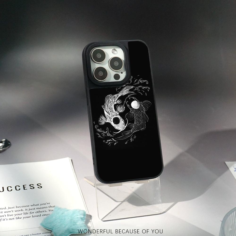 

Japanese art text fashion love design Phone Case for iPhone 17 16 e 15 14 13 12 Pro Max Sheepskin Silver-edged protective case iPhone 14 Pro
