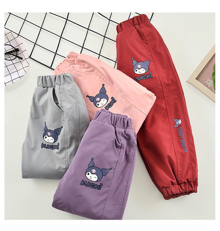 Dziewczęce spodnie wiatrochronowe z podszewką polarową - Wodoodporna, wiatroodporna odzież sportowa na jesień/zimę 2025