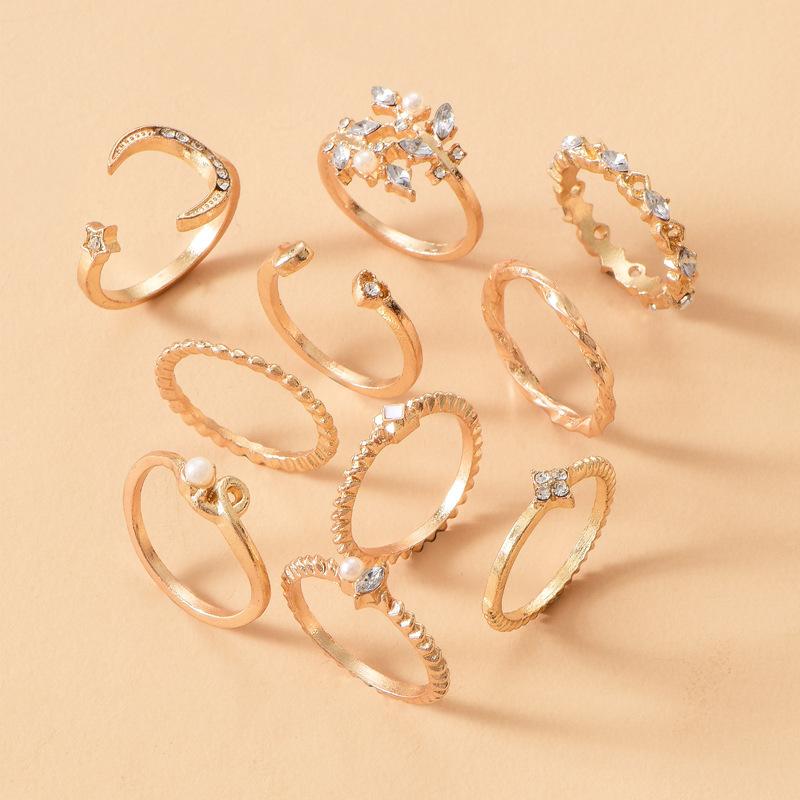 Full Diamond Rings, Jewelry Ins Wind Star Jewelry Women's Niche Light Luxury Ring Set Accessories