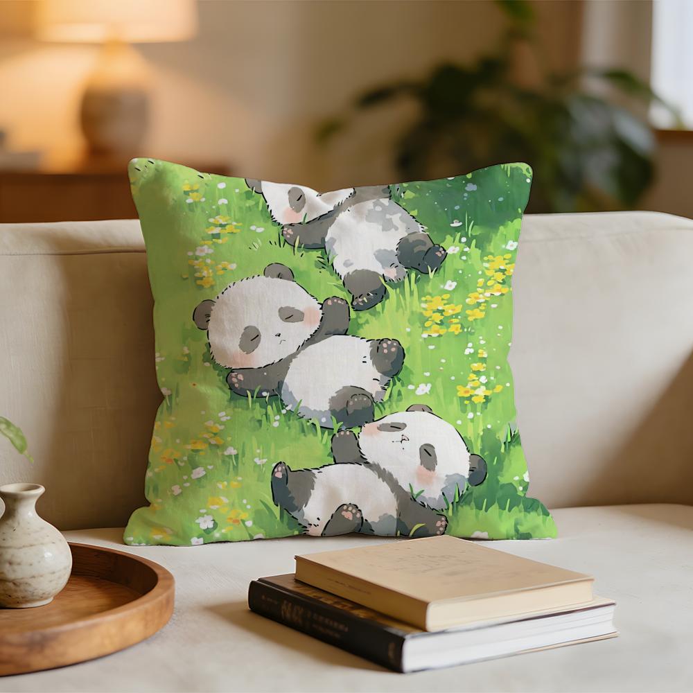 Cute handdrawn panda Cushion Cover Short plush pillowcase for bed sofa carwashable
