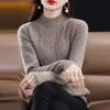 Einfarbiger, schlichter Pullover mit Stehkragen, vielseitiges langärmliges Strickoberteil für Herbst und Winter, Damenbekleidung