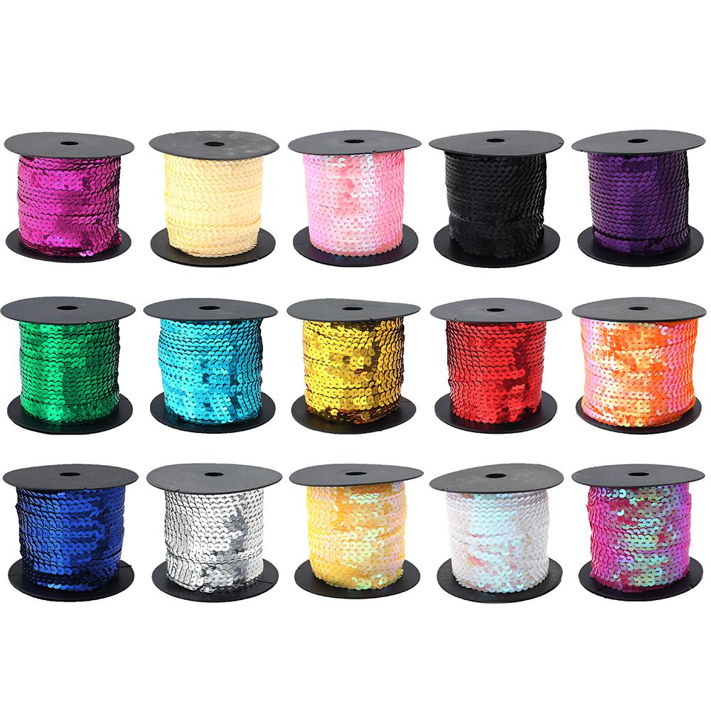 100 Yards/Roll Bright Sequins Shiny Color Round Flat Paillettes Strings For Party Decor DIY Crafts Clothing Sewing Accessories