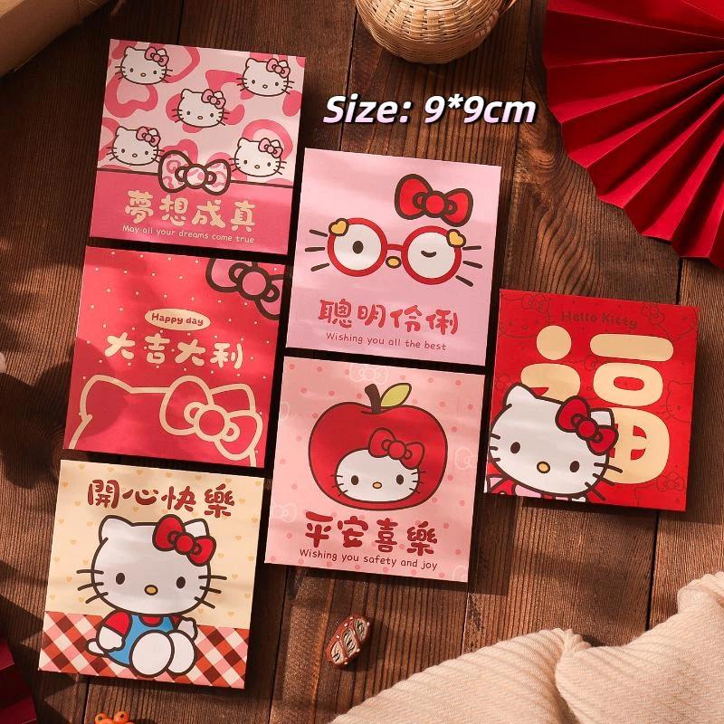 

12 шт. Милые мультяшные красные конверты Hello Kitty 2026 Год Лошади Праздник Весны Мешок для счастливых денег Красные конверты на год Декор Подарки
