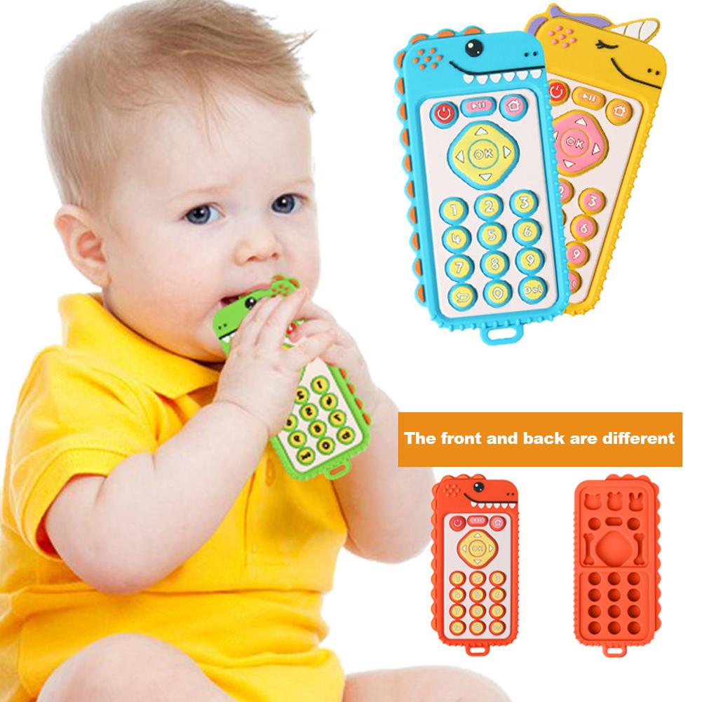 Baby Silicone Unicorn Remote Control Teether Handle Simulation Button Nibbling Toy Food Grade Silicone Teether