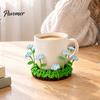 Decorative Tea Cup Pad Blooming Crochet Coaster, Handmade 3D Flower Mat for Coffee Mug Rug Tea, Cotton Yarn Drink Floral Table Decor Desk Protector