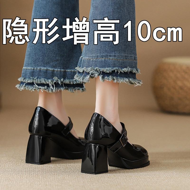 New high heels women's word with Mary Jane shoes waterproof table height increase small thick heel single shoes
