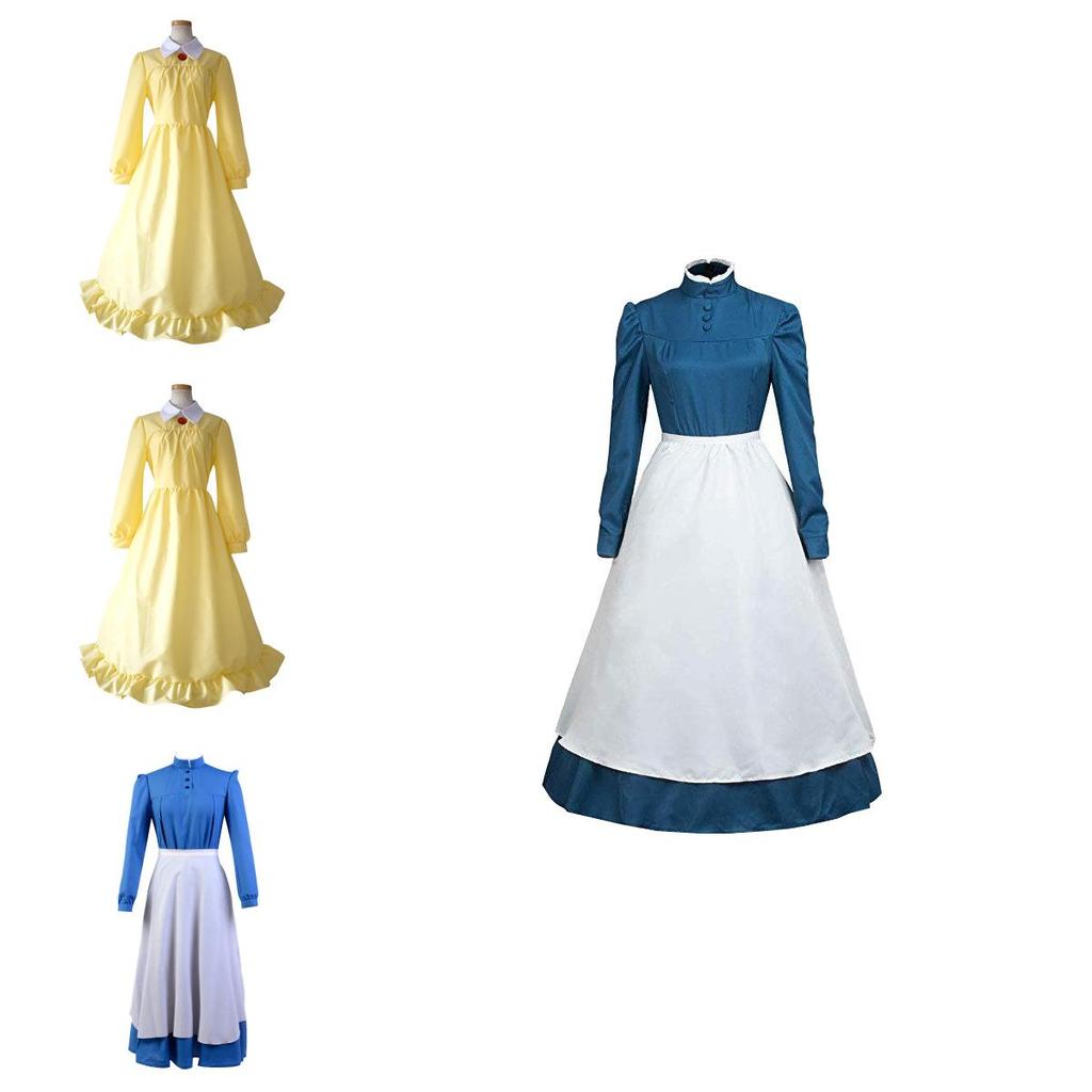 Howl's Moving Castle Sophie Cuff Buttoned Dress Cosplay Outfit With Hat