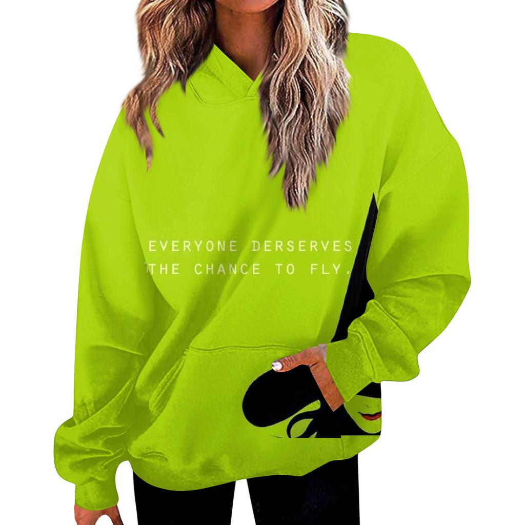Women's Casual Fashion Witch Print Long-Sleeve Hooded Sweatshirt With Pockets