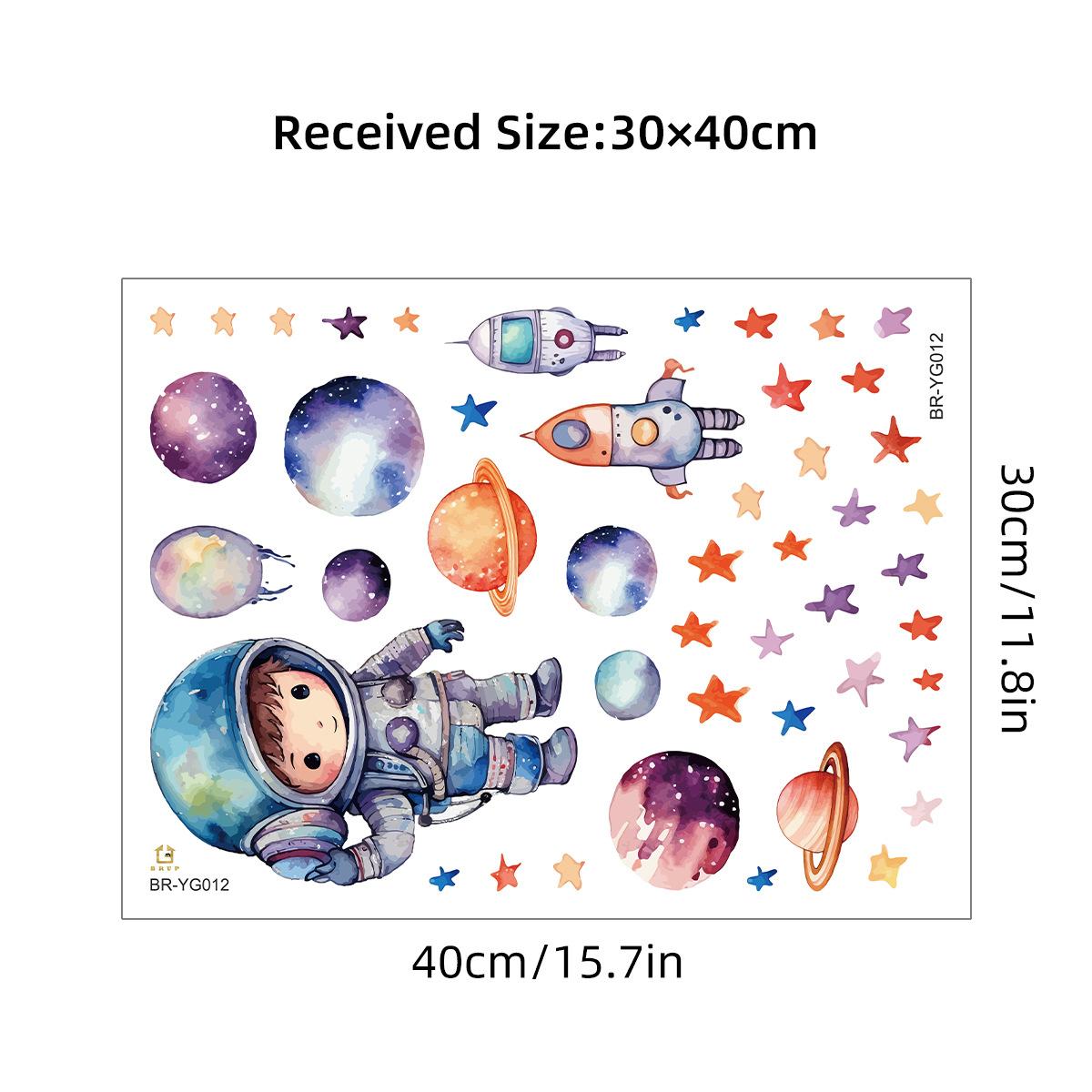 

Luminous Cartoon Space Planet Cute Astronaut Self-adhesive Wall Sticker Living Room Children s Room Decoration Sticker 30x40CM