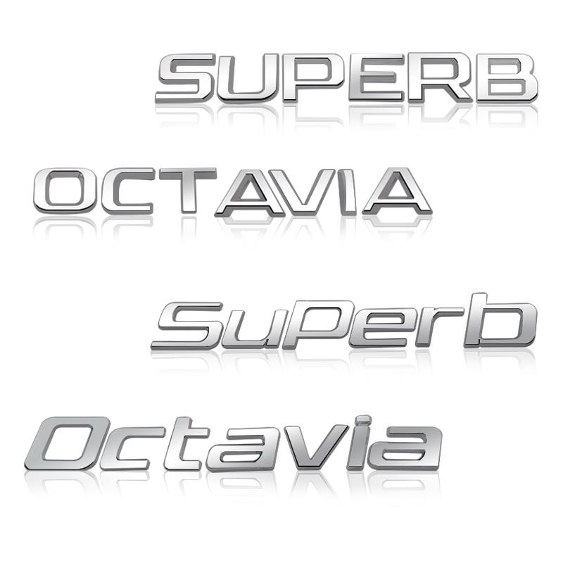 HGWE4 Bright silver Metal car Rear trunk Decals Emblem badge sticker For Skoda 4x4 Yeti Octavia Superb Fabia Kamiq Karoq Kodiaq Rapid