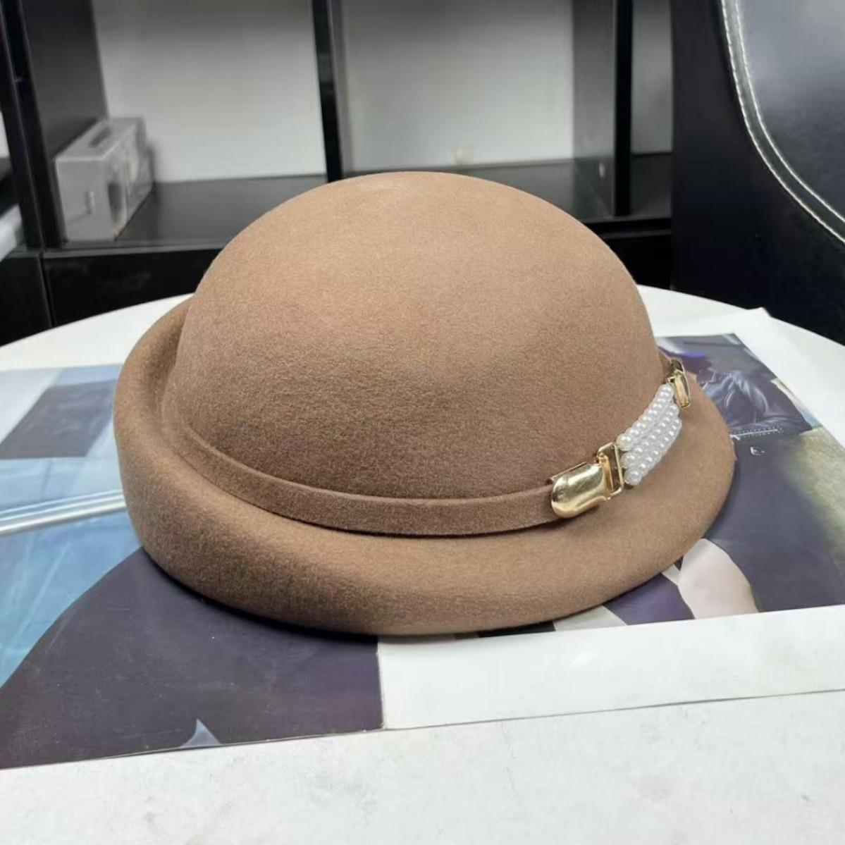 

High sense elegant autumn and winter Japanese wool woolen beret children socialite foreign style top hat basin hat stewardess hat верблюд