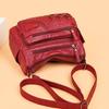 Damen Vintage Leder Umhängetasche mit mehreren Reißverschlusstaschen, Verstellbarer Riemen Schultertasche für den täglichen lässigen Gebrauch Geldbörsen