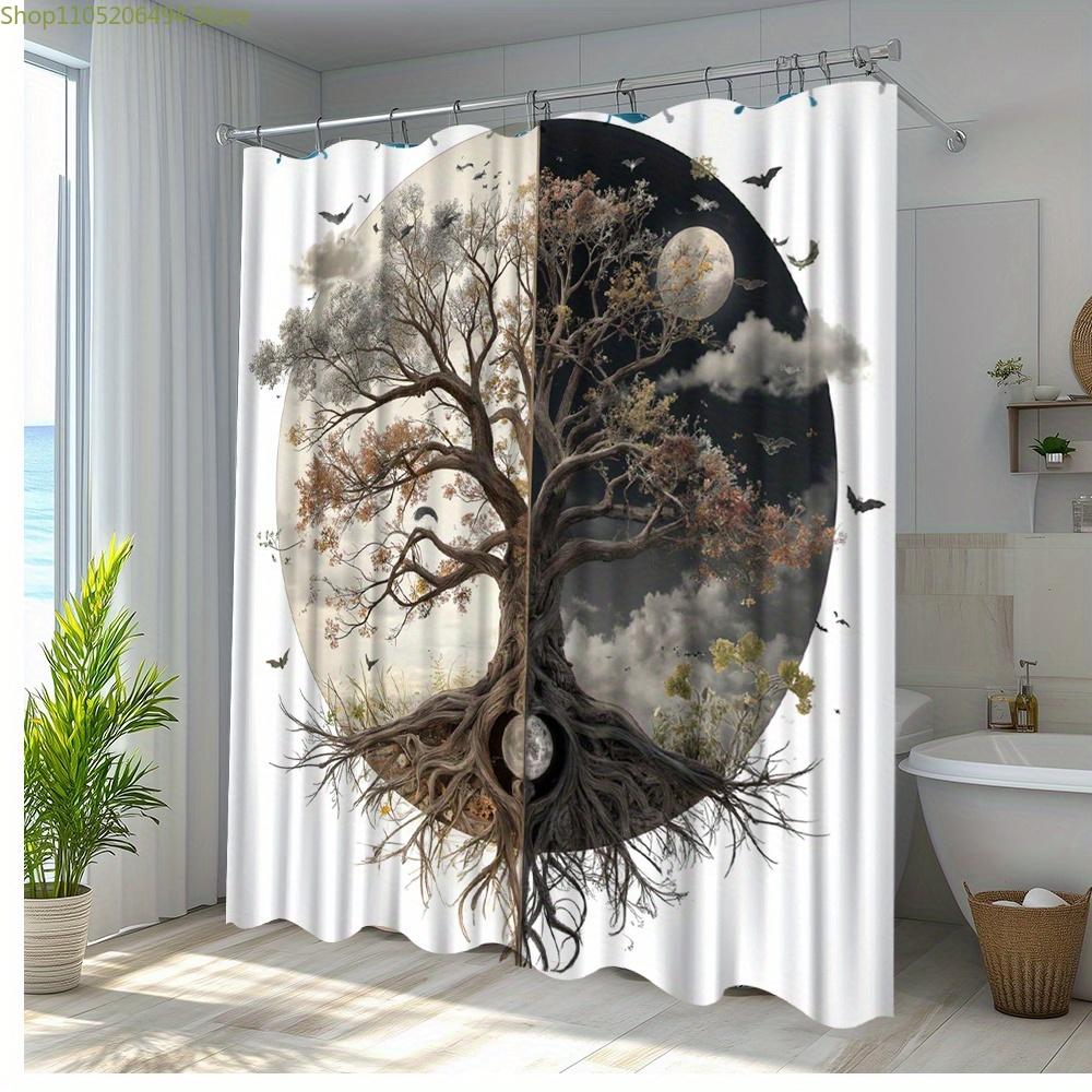 1pc Nature Tree of Life Shower Curtain 70.8x70.8 Inches Bathroom Decor with 12 Hooks