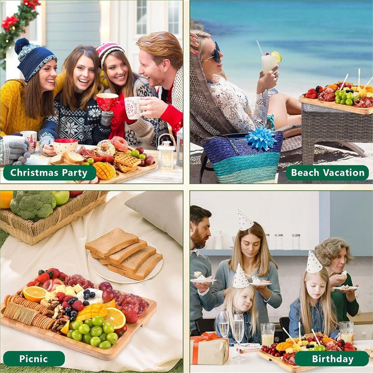 

Charcuterie Board with Lid and Handle, Portable Travel Bamboo Cheese Board Set , Gift for Housewarming, Thanksgiving China Mainland