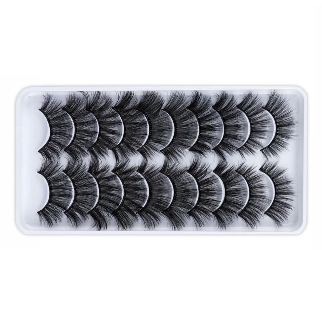 20pcs False Eyelashes Set Natural Style Lightweight Soft Synthetic Fiber Lashes for Daily Wear Reusable Eye Makeup Accessory