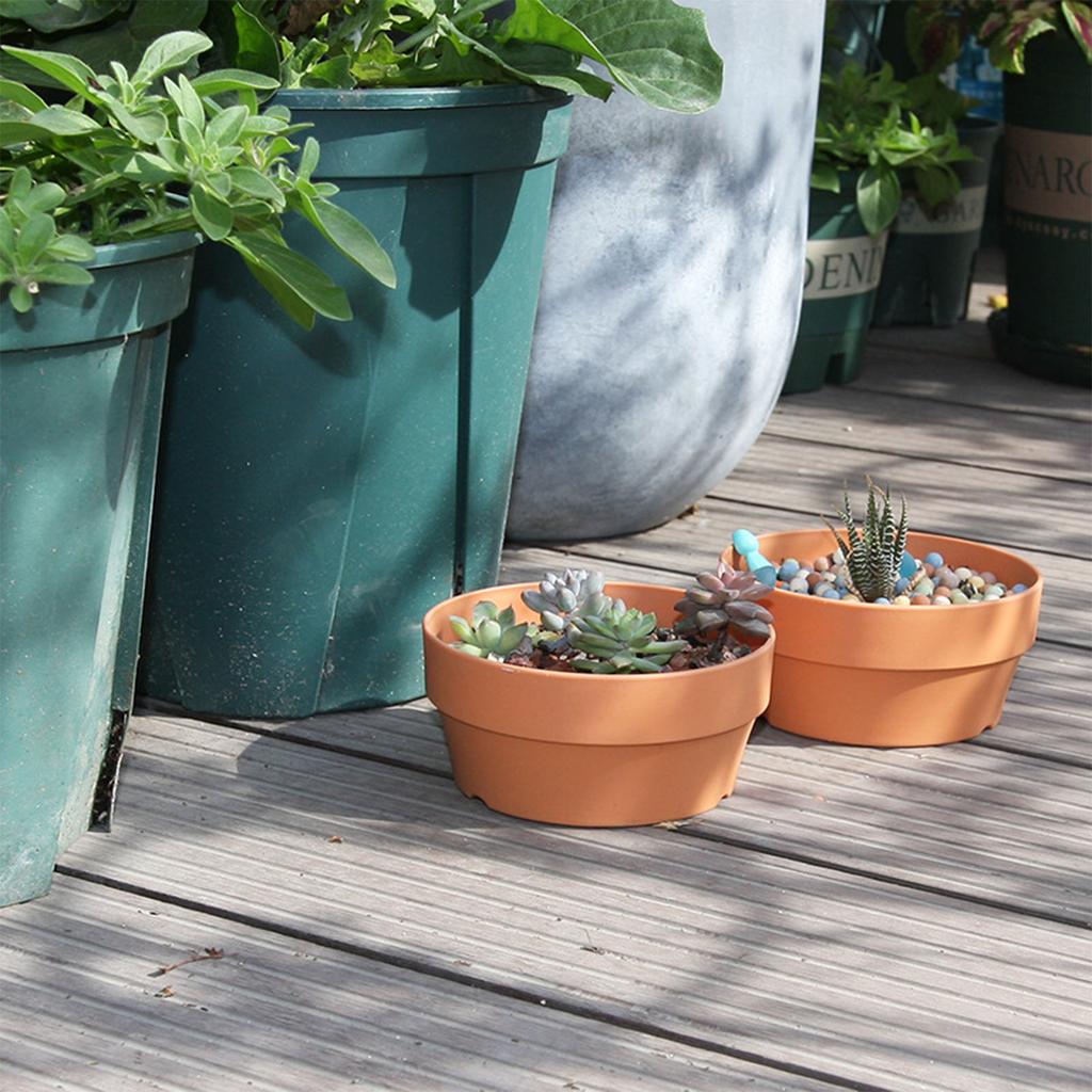Plant Pot/Tray with Drainage Holes Imitation Ceramic Pot/Plate Gardening Supply